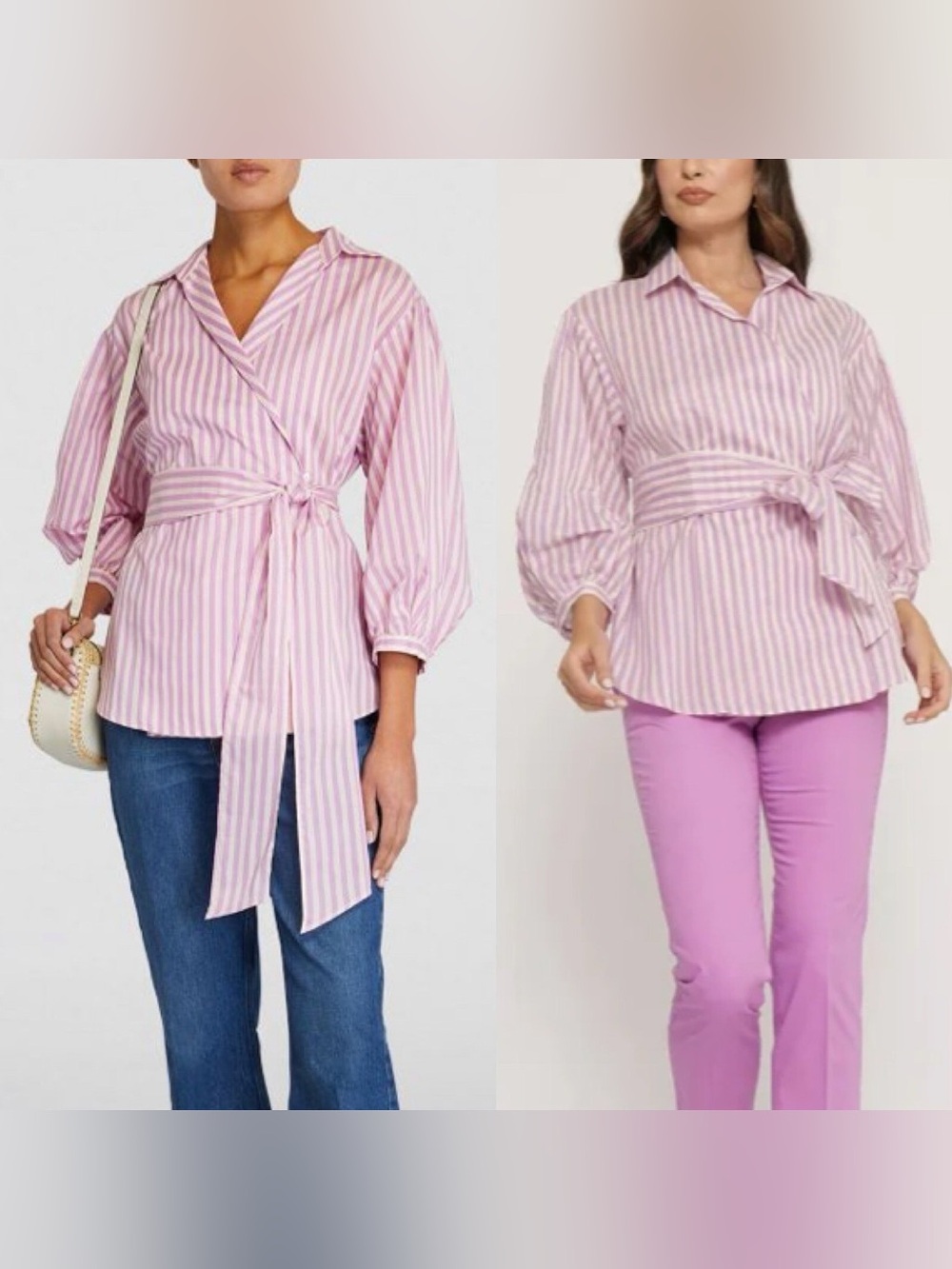 Weekend Max Mara Cotton Silk Tie Waist Wrap Shirt